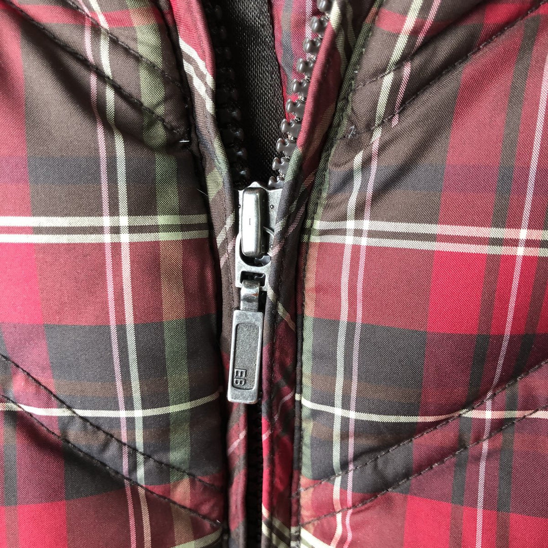 Eddie Bauer Tartan Check Goose Down Vest, Men's XL polyester red type Vintage Second Hand