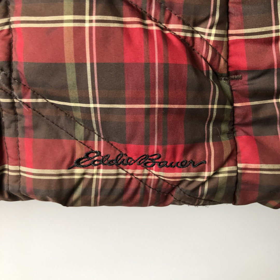 Eddie Bauer Tartan Check Goose Down Vest, Men's XL polyester red type Vintage Second Hand