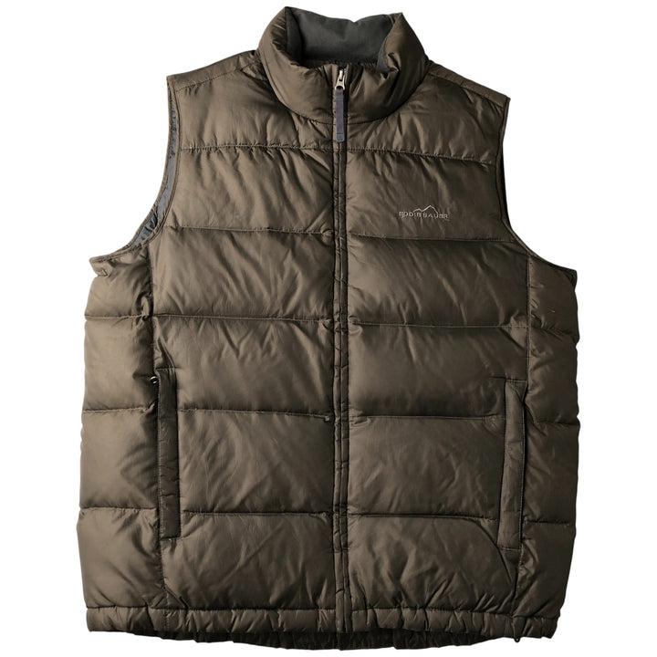 Eddie Bauer Goose Down Vest, Men's Size L polyester Khaki type sage green Vintage Second Hand