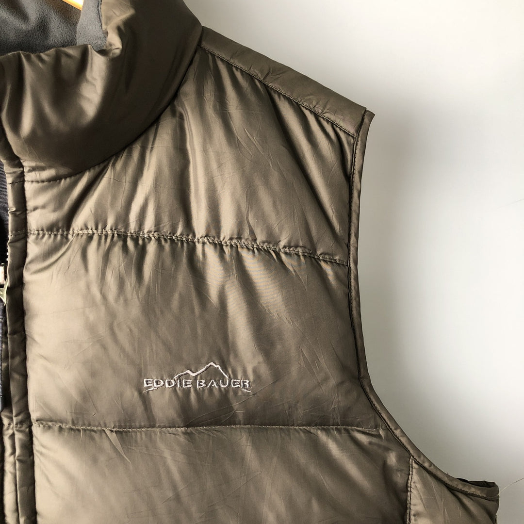 Eddie Bauer Goose Down Vest, Men's Size L polyester Khaki type sage green Vintage Second Hand