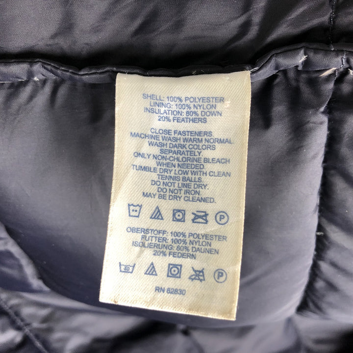 2000'S Lands' End Check Pattern Padded Down Vest, Men's Size Medium polyester navy blue type Vintage Second Hand