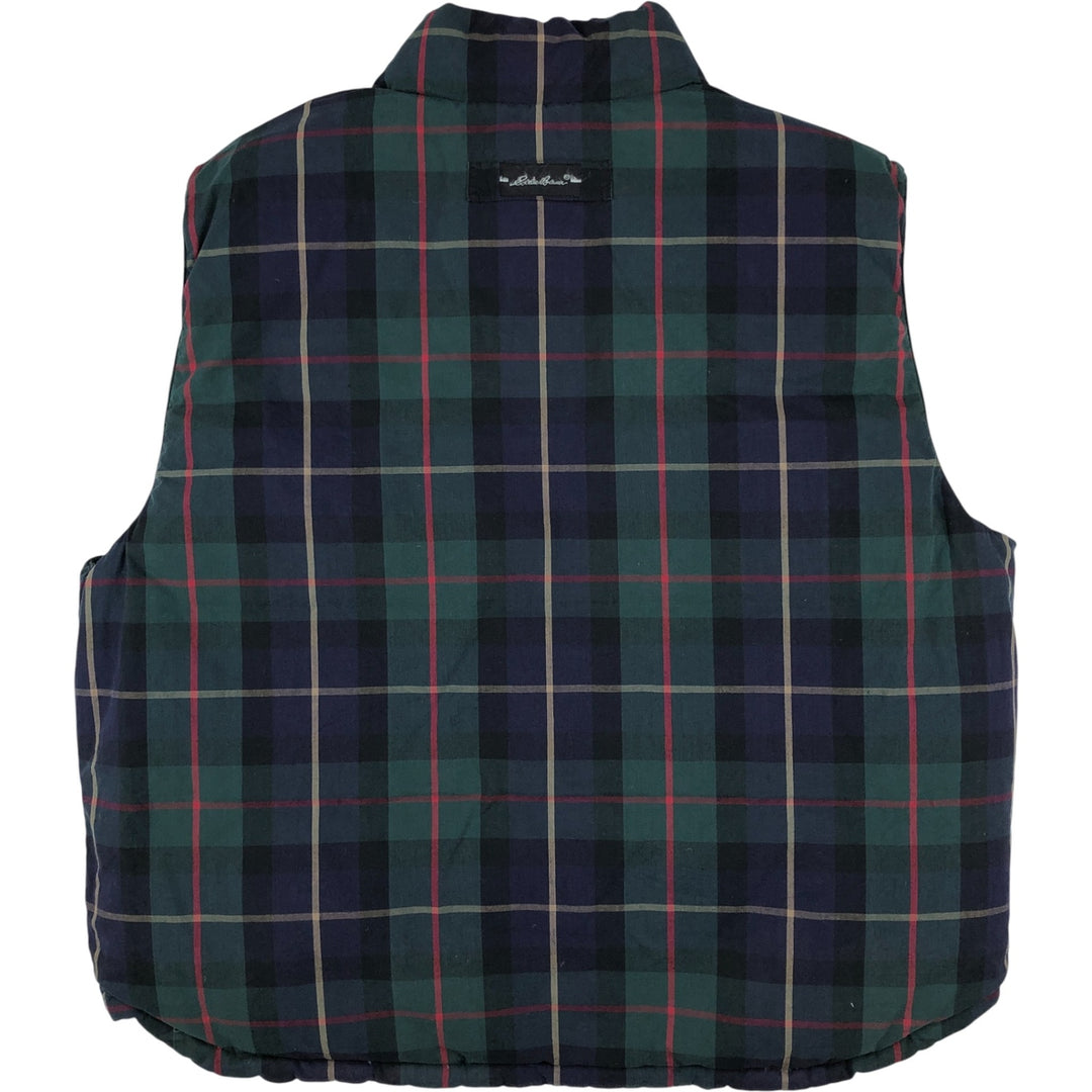 Vintage 1990'S Eddie Bauer Check Pattern Reversible Goose Down Vest, Men's Size Large polyester green type Vintage Second Hand