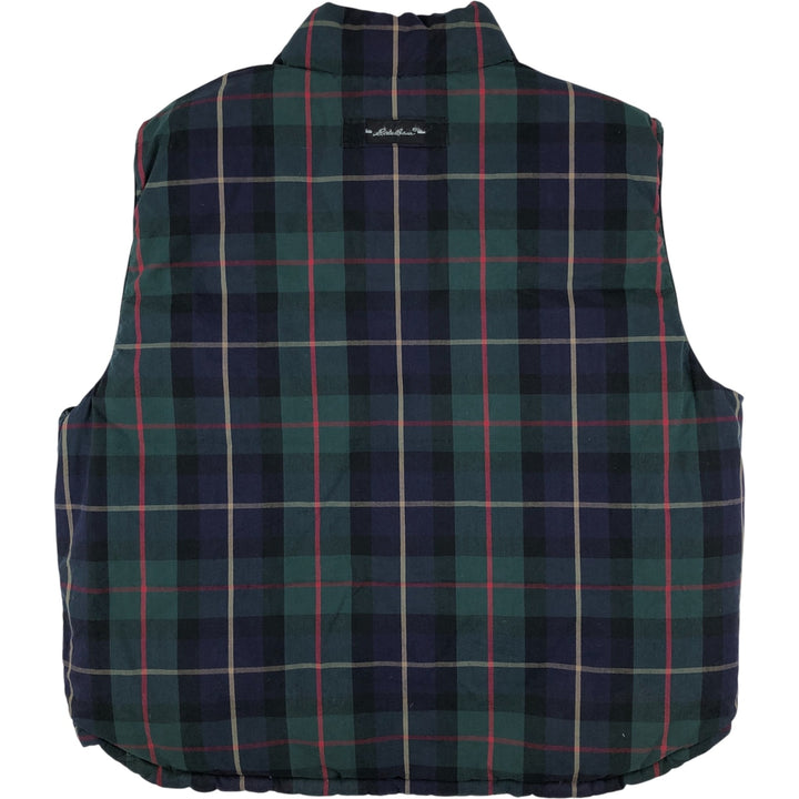 Vintage 1990'S Eddie Bauer Check Pattern Reversible Goose Down Vest, Men's Size Large polyester green type Vintage Second Hand