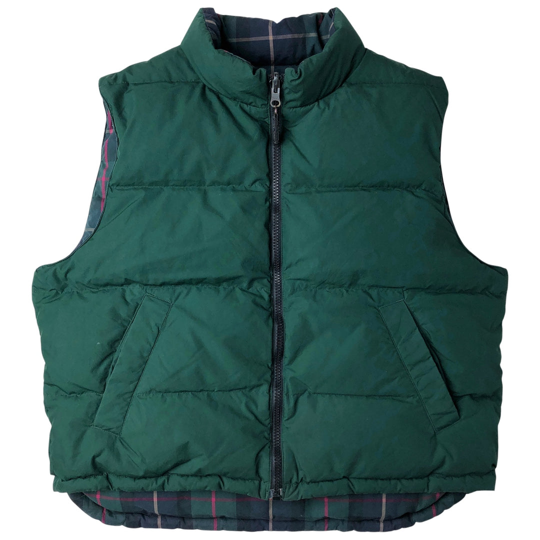 Vintage 1990'S Eddie Bauer Check Pattern Reversible Goose Down Vest, Men's Size Large polyester green type Vintage Second Hand