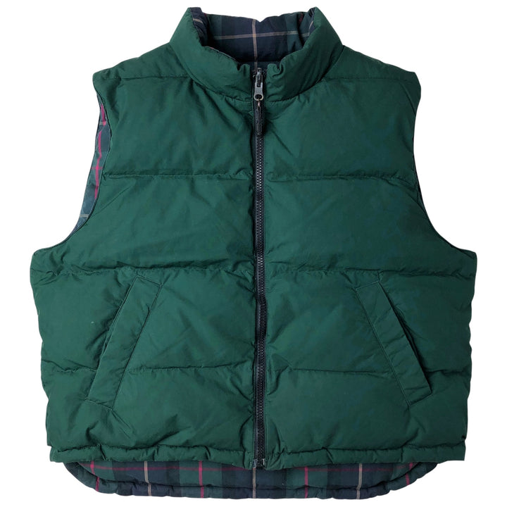 Vintage 1990'S Eddie Bauer Check Pattern Reversible Goose Down Vest, Men's Size Large polyester green type Vintage Second Hand