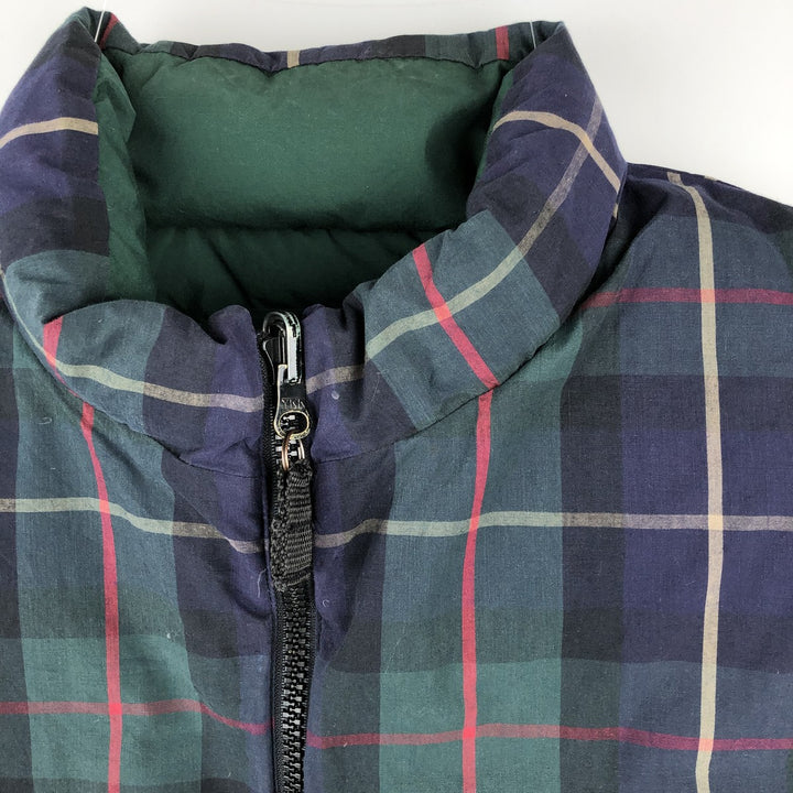 Vintage 1990'S Eddie Bauer Check Pattern Reversible Goose Down Vest, Men's Size Large polyester green type Vintage Second Hand