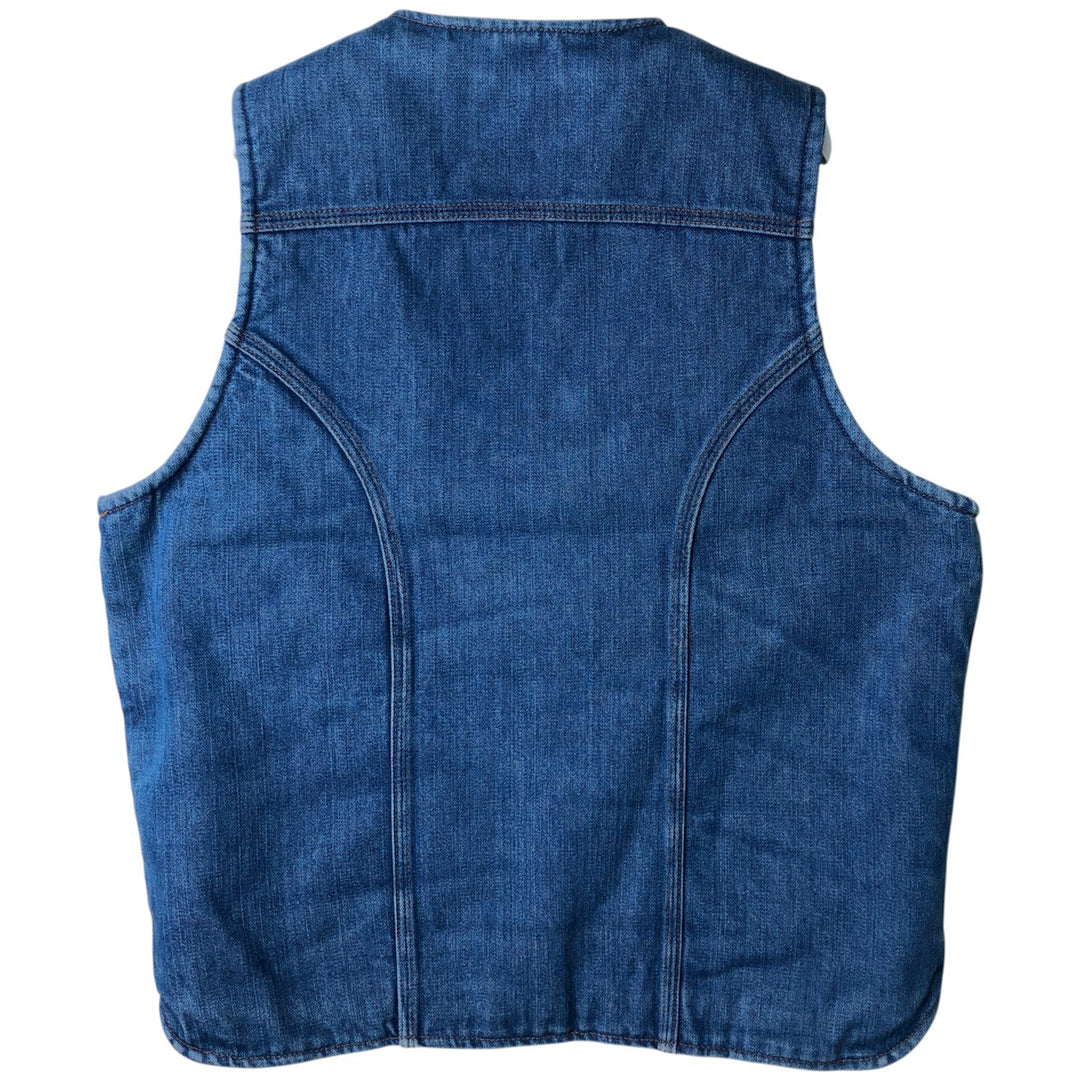 Vintage 1980'S Wrangler NO-FAULT DENIMS denim vest, made in the USA, size M. cotton blue type Vintage Second Hand
