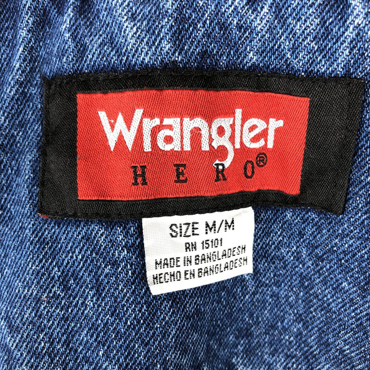 Vintage 90'S Wrangler HERO denim vest, size M, men's cotton blue type Vintage Second Hand