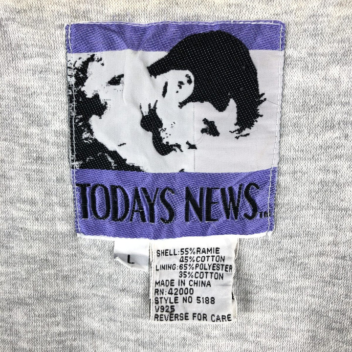 90'S TODAYS NEWS Custom Denim Vest, Men's Size L, Vintage cotton blue type Vintage Second Hand