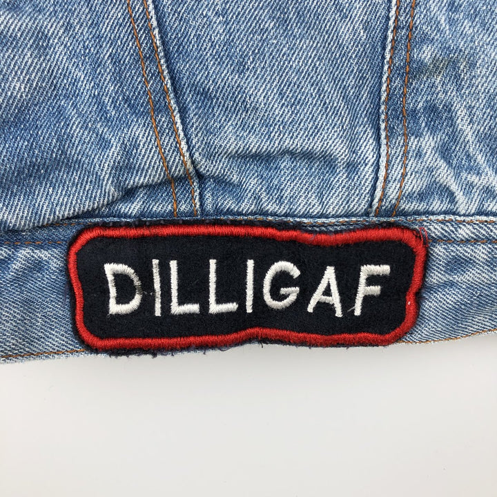 90'S TODAYS NEWS Custom Denim Vest, Men's Size L, Vintage cotton blue type Vintage Second Hand