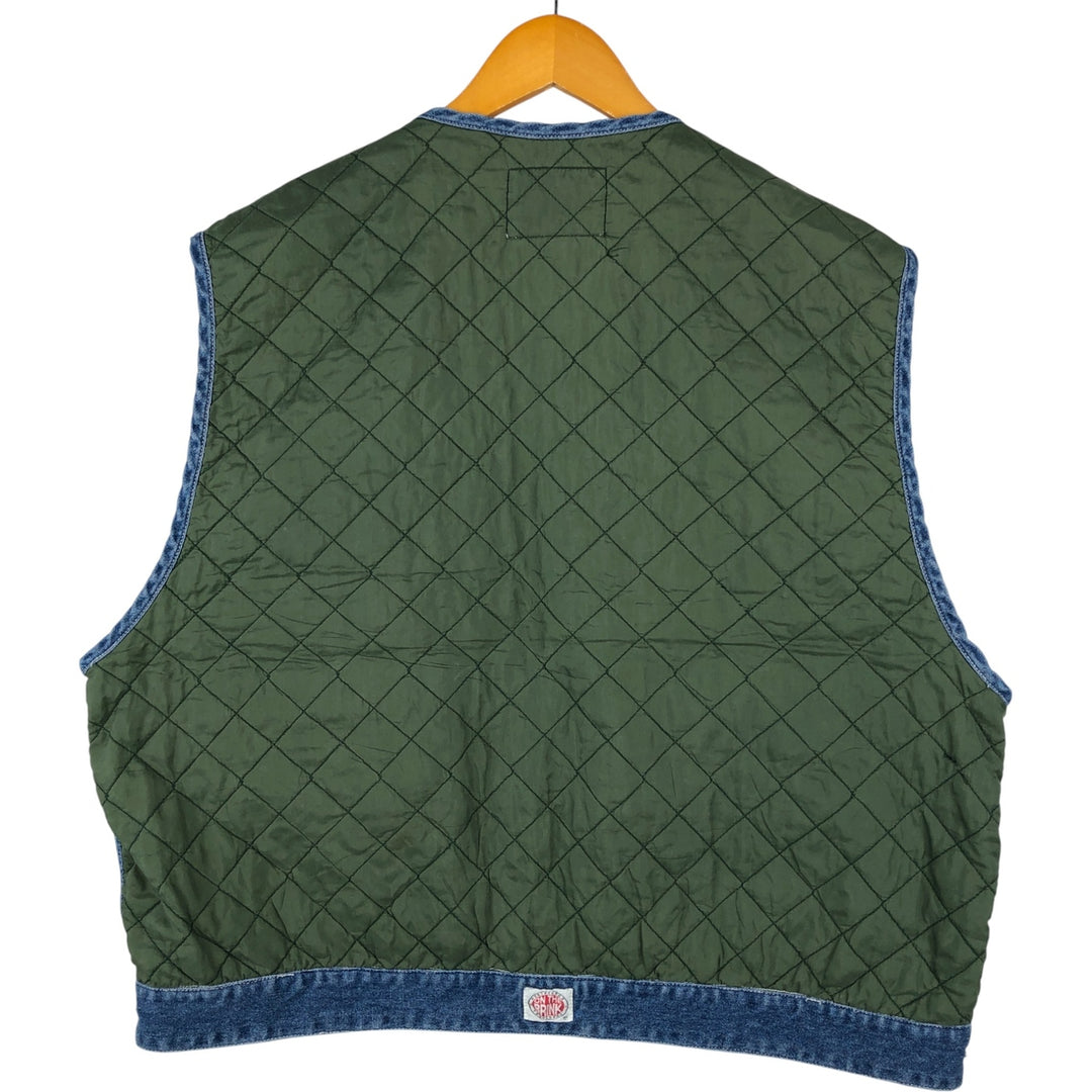 90'S ON THE BRINK Quilted Denim Fishing Vest, Men's Size XL, Vintage cotton blue type Vintage Second Hand