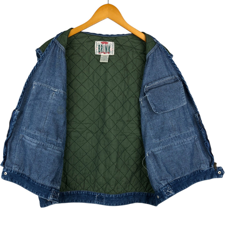90'S ON THE BRINK Quilted Denim Fishing Vest, Men's Size XL, Vintage cotton blue type Vintage Second Hand
