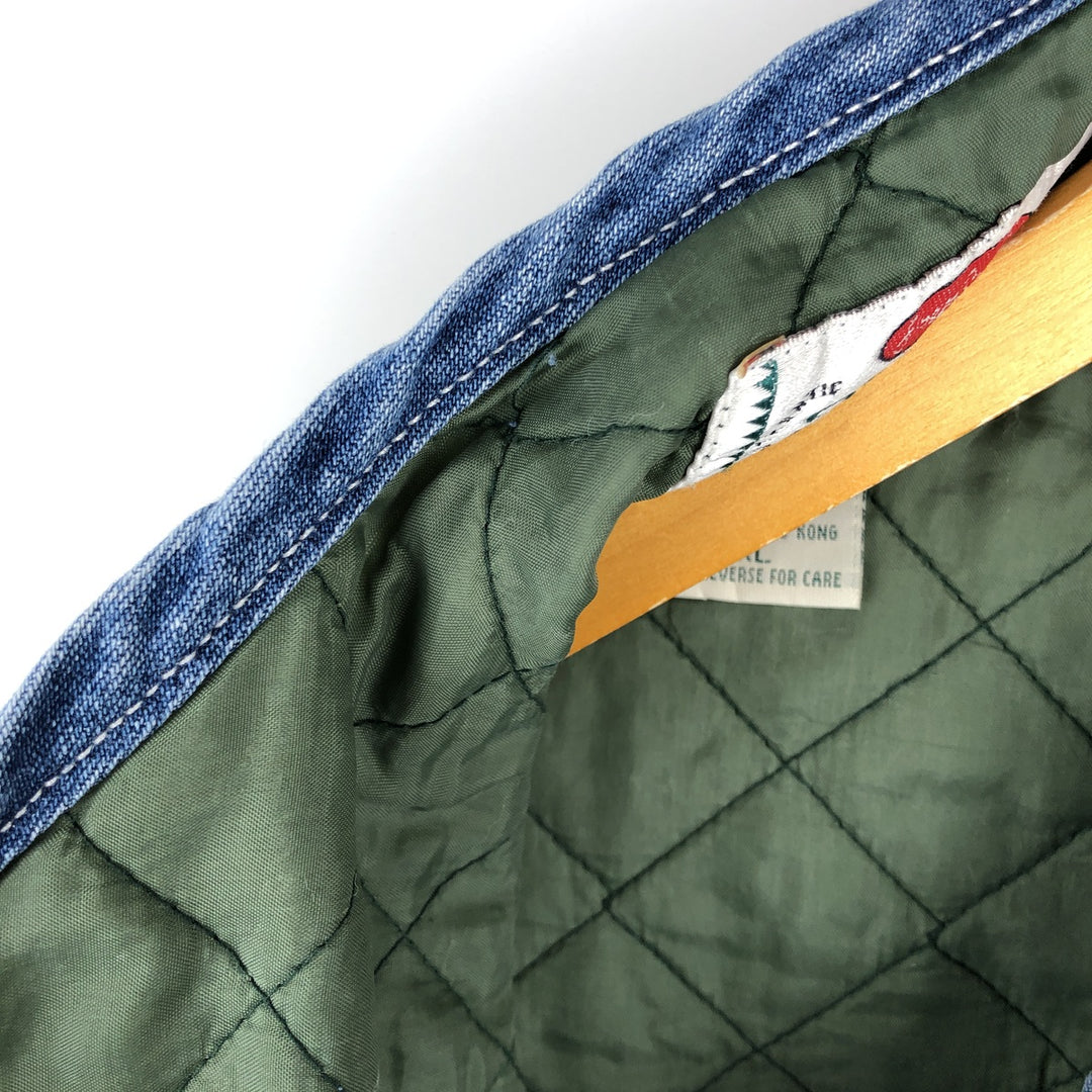 90'S ON THE BRINK Quilted Denim Fishing Vest, Men's Size XL, Vintage cotton blue type Vintage Second Hand