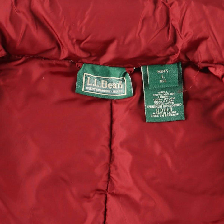 90s-00'S Vintage LLBean Goose Down Vest, Men's Size L Nylon red type Vintage Second Hand