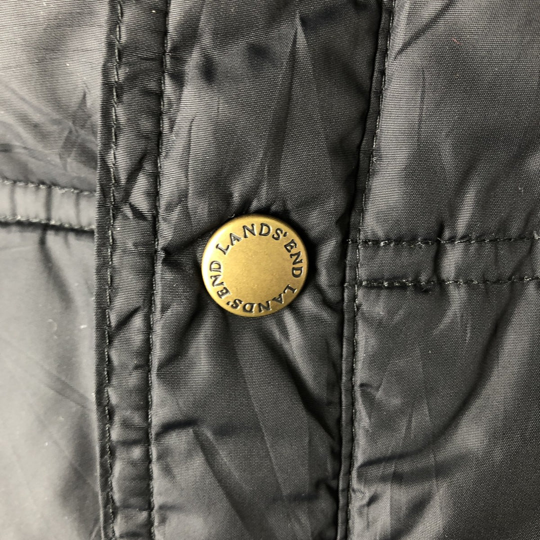 2000'S Lands' End Down Vest, Men's Size M Nylon black type Vintage Second Hand