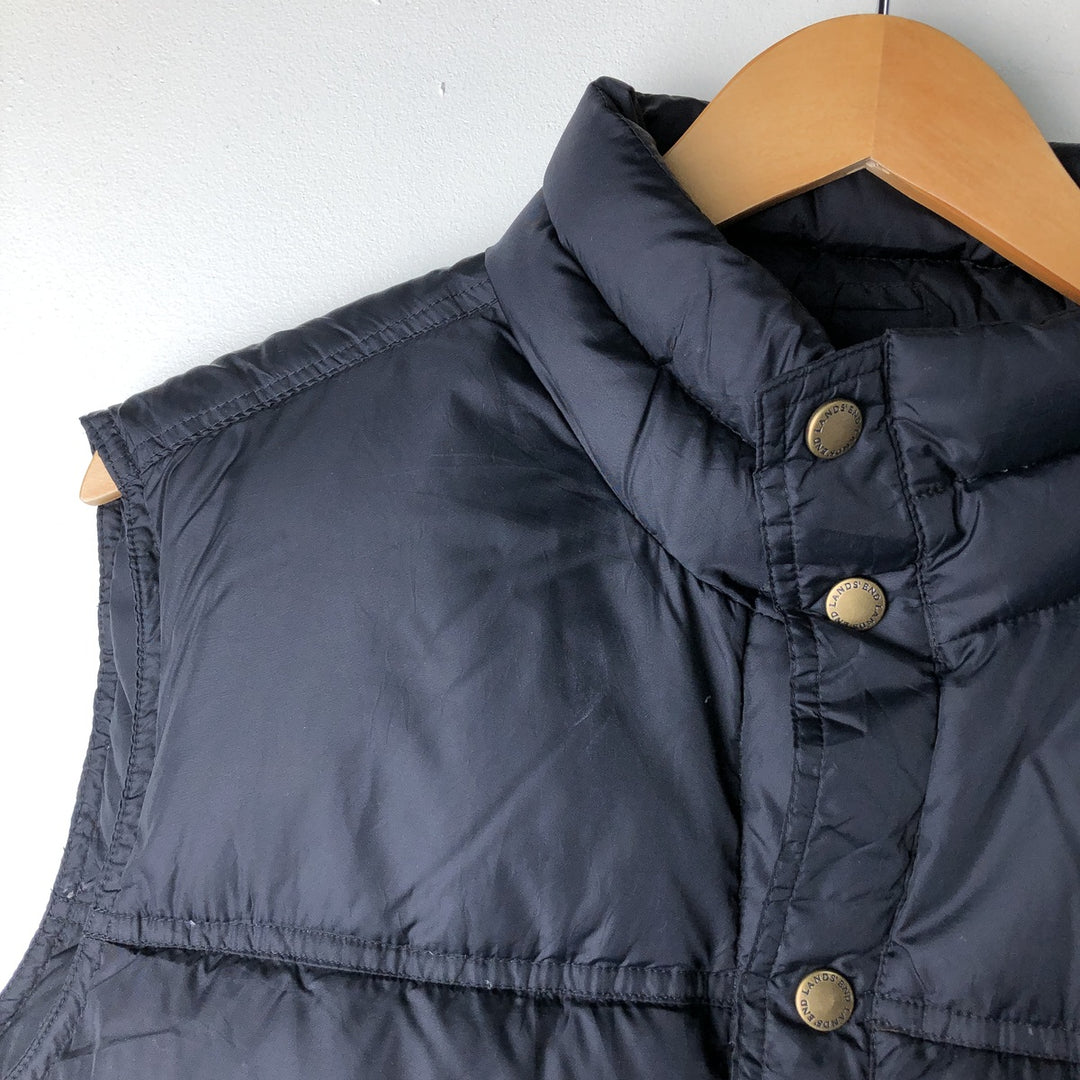 2000'S Lands' End Down Vest, Men's Size M Nylon black type Vintage Second Hand
