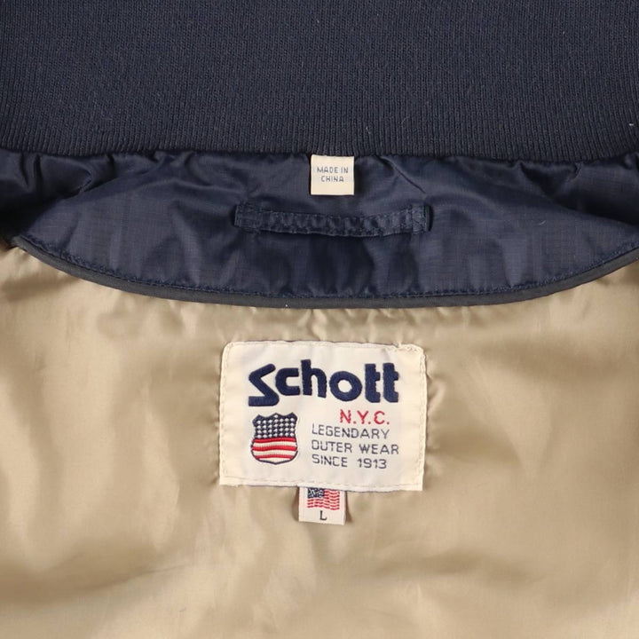 90'S SCHOTT padded vest, men's size L, vintage Nylon navy blue type Vintage Second Hand
