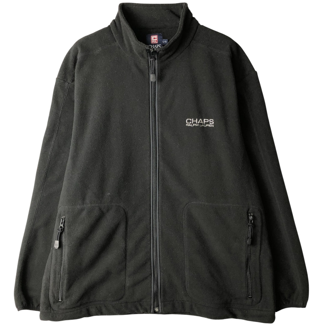 Ralph Lauren CHAPS fleece jacket, men's size L polyester black type Vintage Second Hand