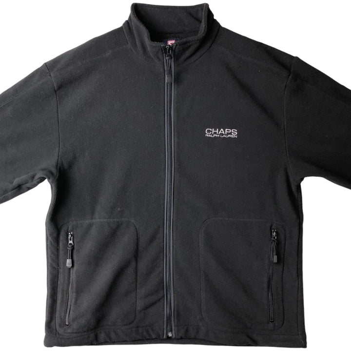 Ralph Lauren CHAPS fleece jacket, men's size L polyester black type Vintage Second Hand
