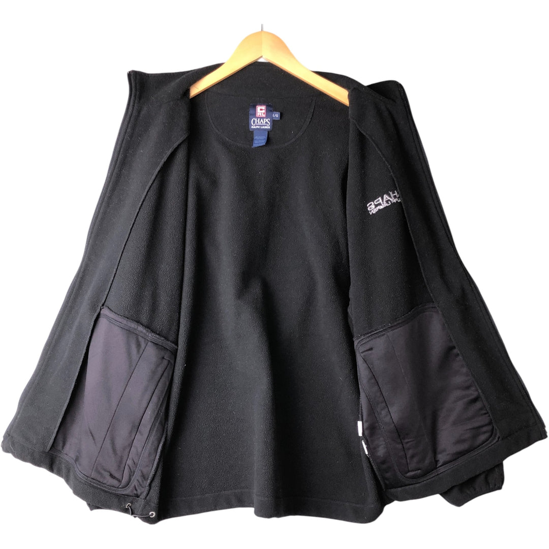 Ralph Lauren CHAPS fleece jacket, men's size L polyester black type Vintage Second Hand