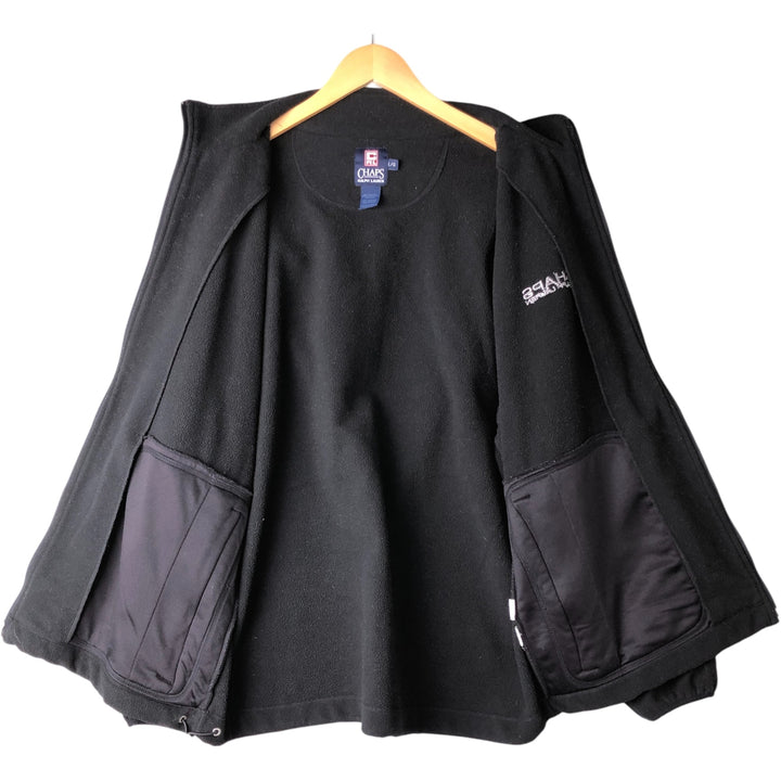 Ralph Lauren CHAPS fleece jacket, men's size L polyester black type Vintage Second Hand