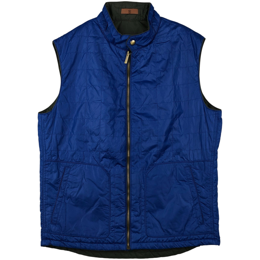 Massimo Dutti reversible quilted vest, men's size XL polyester blue type Vintage Second Hand