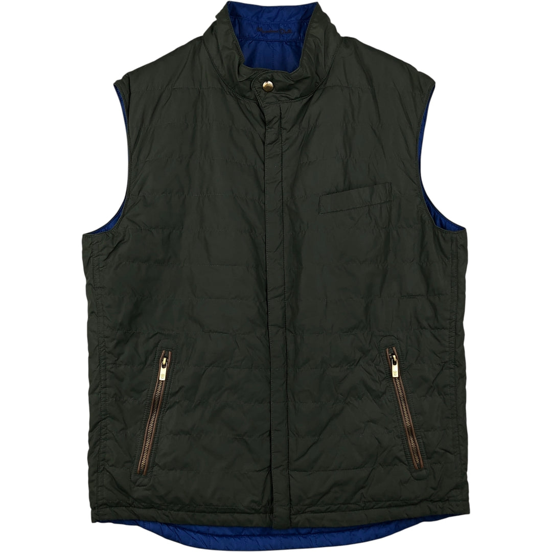 Massimo Dutti reversible quilted vest, men's size XL polyester blue type Vintage Second Hand