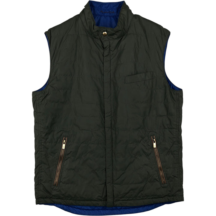 Massimo Dutti reversible quilted vest, men's size XL polyester blue type Vintage Second Hand