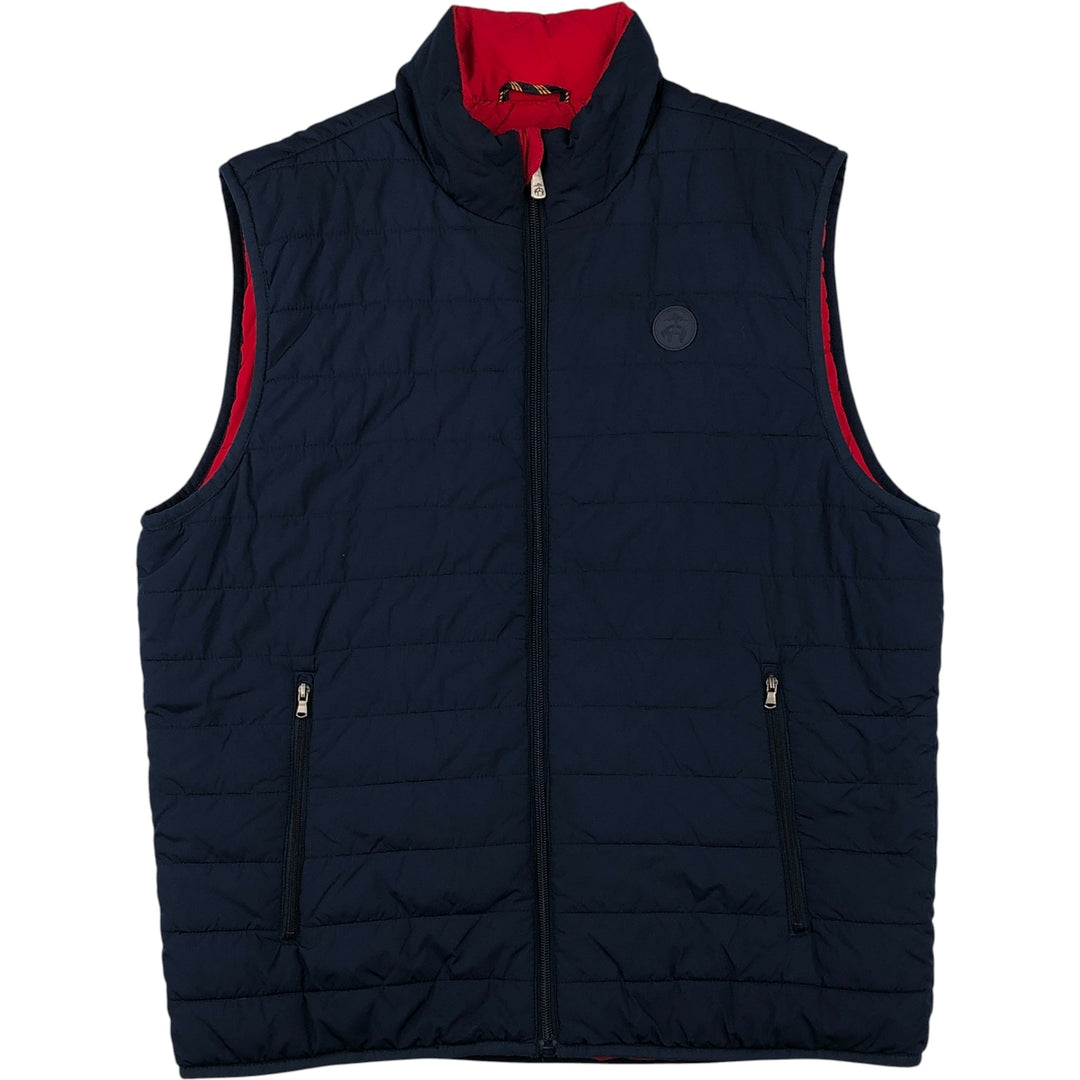Brooks Brothers Reversible Padded Vest, Men's Size Medium polyester navy blue type Vintage Second Hand