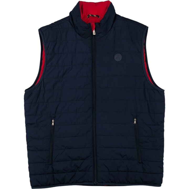 Brooks Brothers Reversible Padded Vest, Men's Size Medium polyester navy blue type Vintage Second Hand