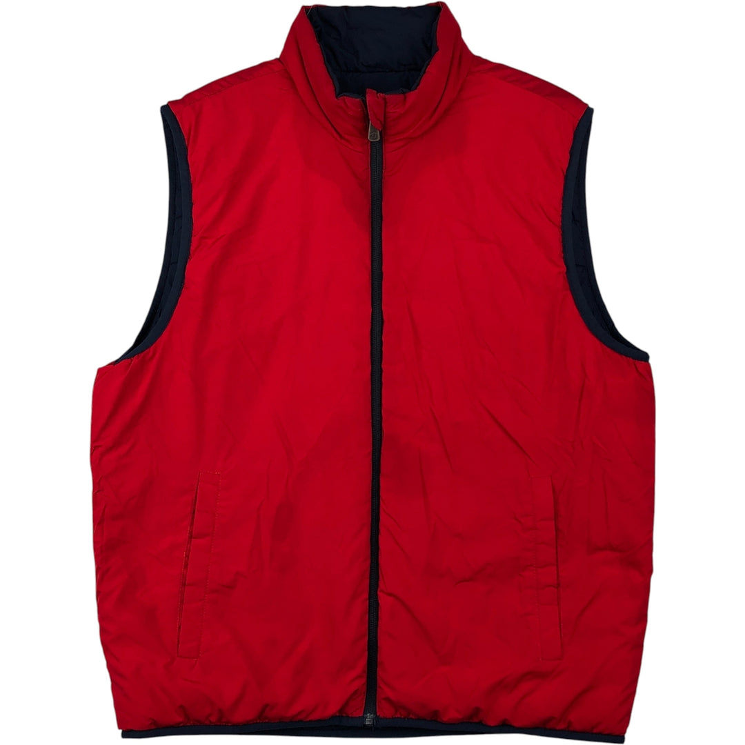Brooks Brothers Reversible Padded Vest, Men's Size Medium polyester navy blue type Vintage Second Hand
