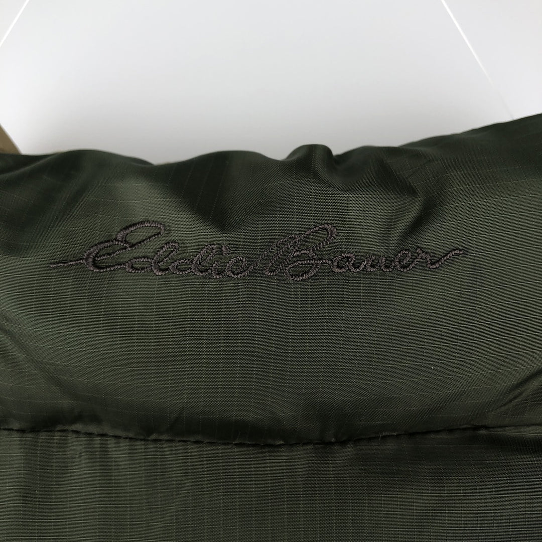 Eddie Bauer Reversible Ripstop Goose Down Vest, Men's XL Nylon Khaki type Vintage Second Hand