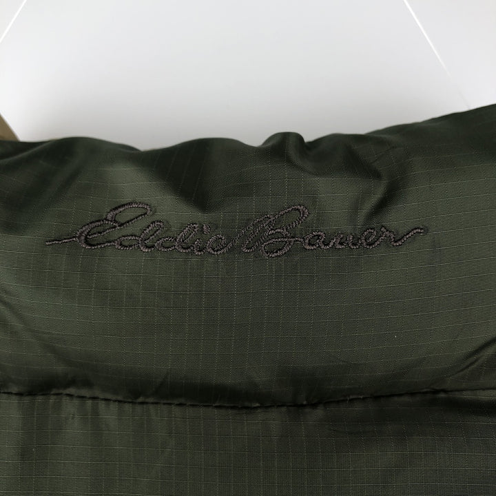 Eddie Bauer Reversible Ripstop Goose Down Vest, Men's XL Nylon Khaki type Vintage Second Hand