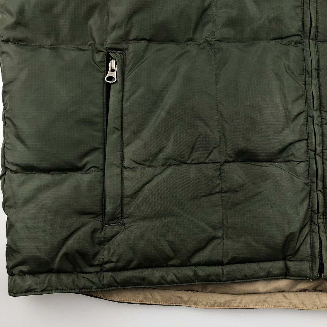 Eddie Bauer Reversible Ripstop Goose Down Vest, Men's XL Nylon Khaki type Vintage Second Hand