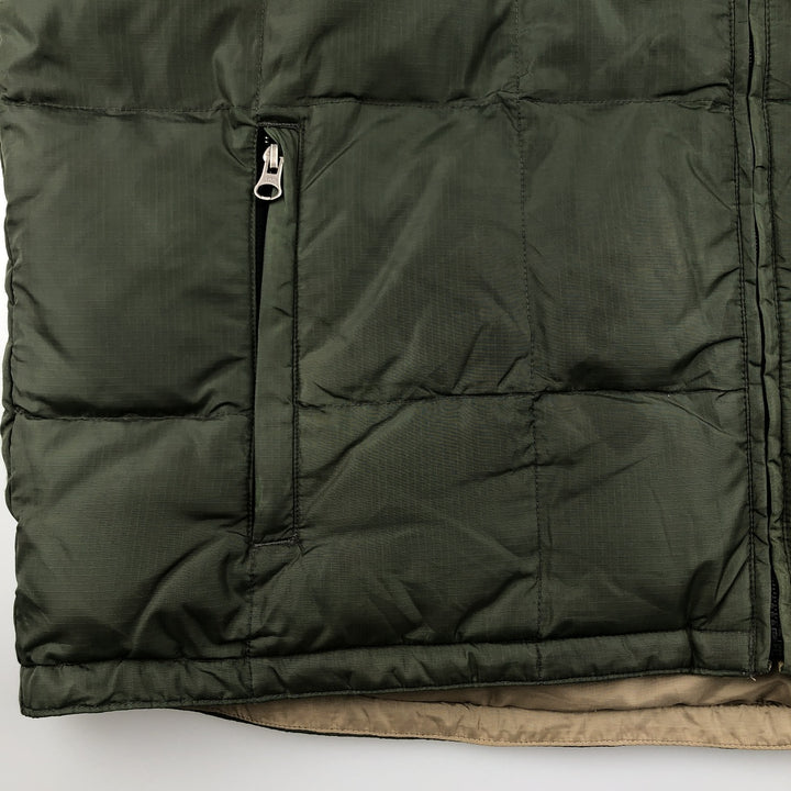 Eddie Bauer Reversible Ripstop Goose Down Vest, Men's XL Nylon Khaki type Vintage Second Hand
