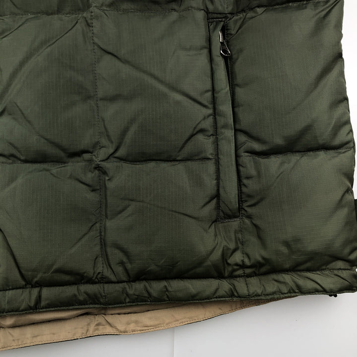 Eddie Bauer Reversible Ripstop Goose Down Vest, Men's XL Nylon Khaki type Vintage Second Hand