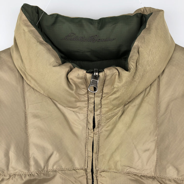 Eddie Bauer Reversible Ripstop Goose Down Vest, Men's XL Nylon Khaki type Vintage Second Hand
