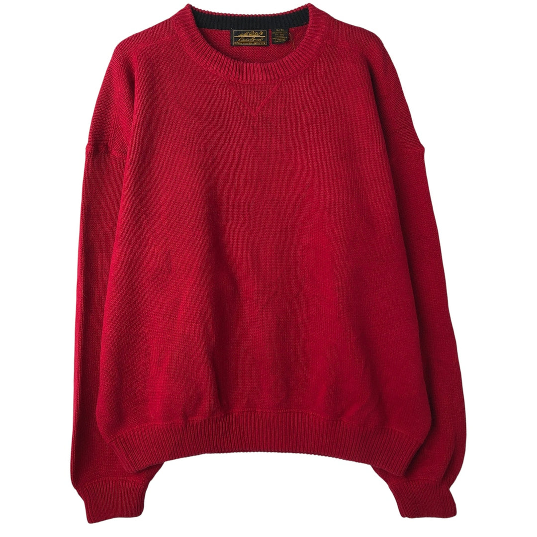 Vintage 80s-90'S Eddie Bauer cotton knit sweater, Made in USA, Men's XL cotton red type Vintage Second Hand