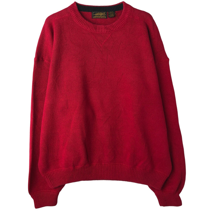 Vintage 80s-90'S Eddie Bauer cotton knit sweater, Made in USA, Men's XL cotton red type Vintage Second Hand