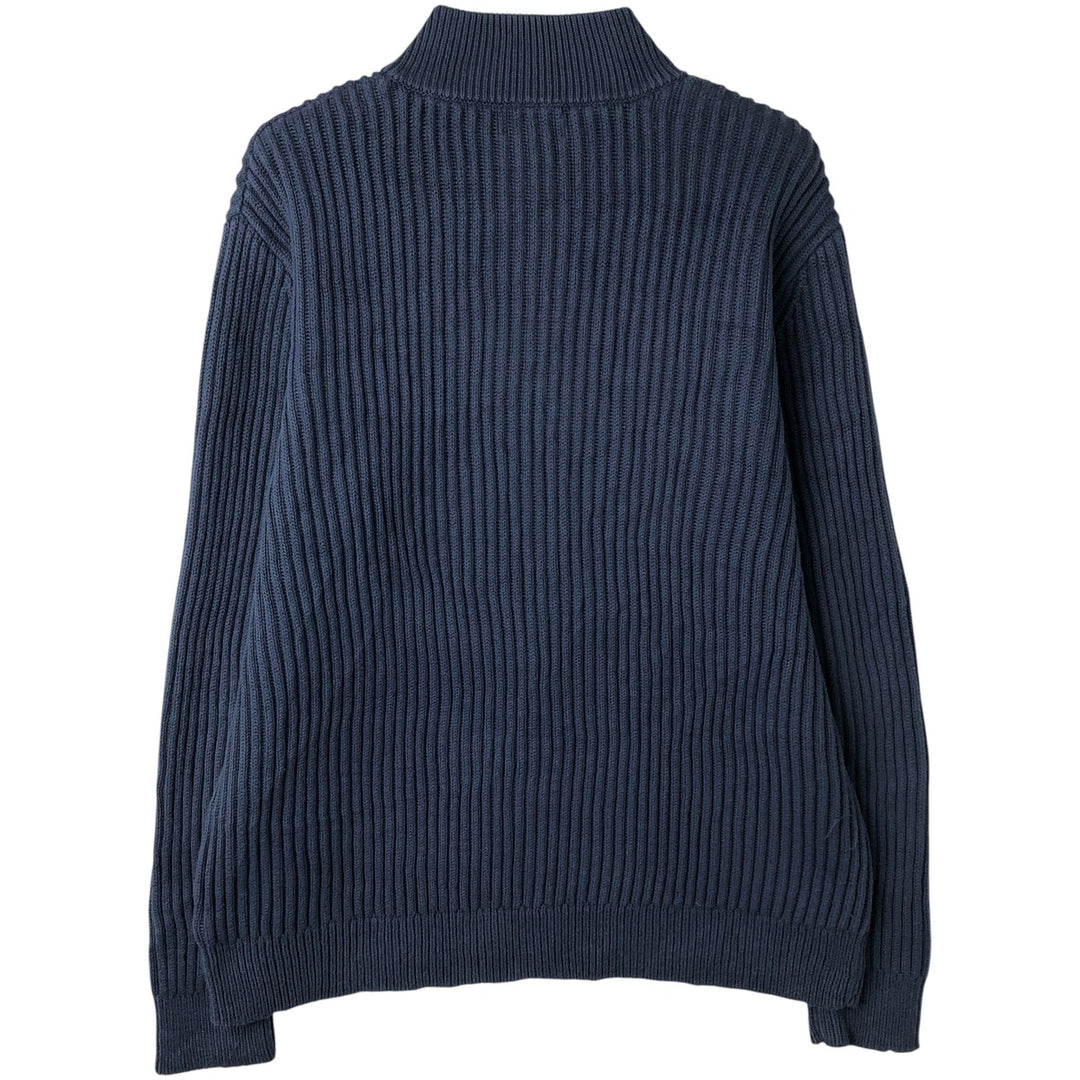 90s-00'S LLBean Ribbed Cotton Knit Half-Button Sweater, Men's Size XL, Vintage cotton navy blue type Vintage Second Hand