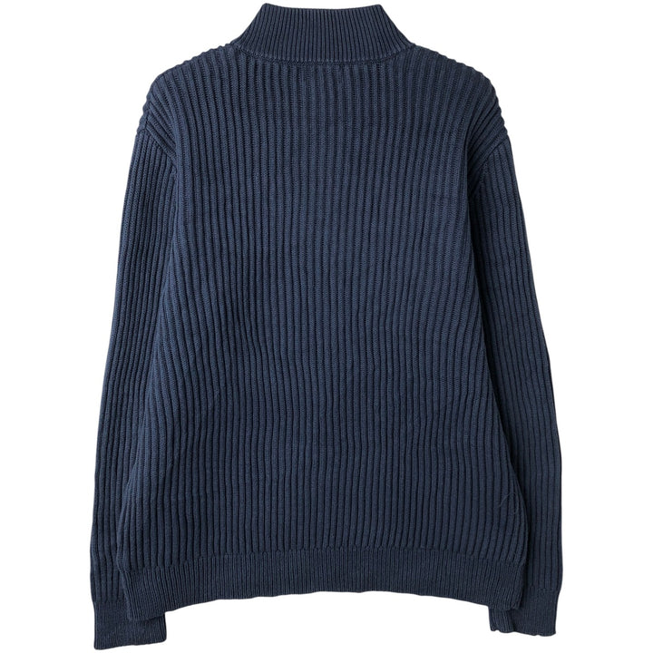 90s-00'S LLBean Ribbed Cotton Knit Half-Button Sweater, Men's Size XL, Vintage cotton navy blue type Vintage Second Hand
