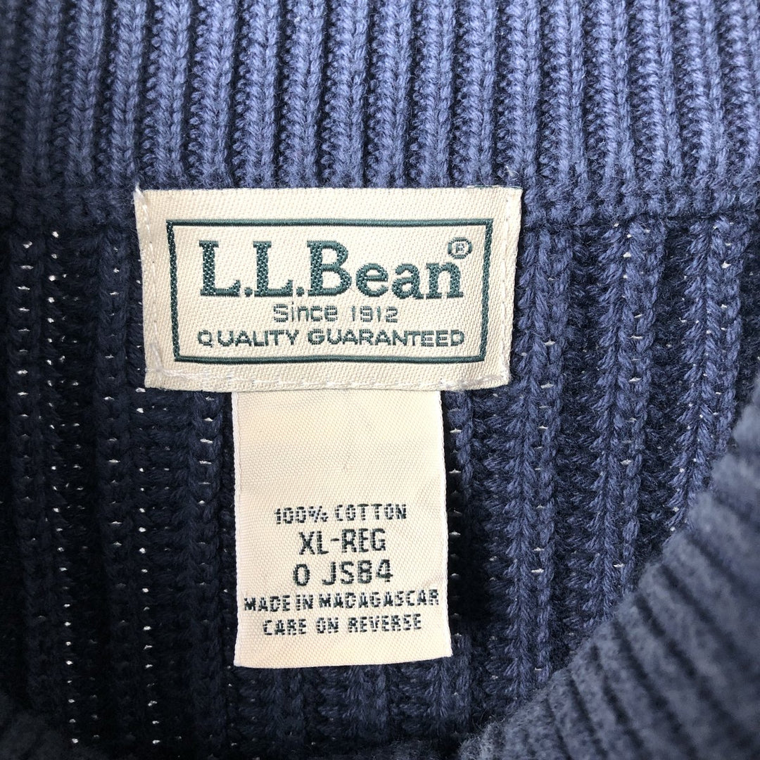 90s-00'S LLBean Ribbed Cotton Knit Half-Button Sweater, Men's Size XL, Vintage cotton navy blue type Vintage Second Hand