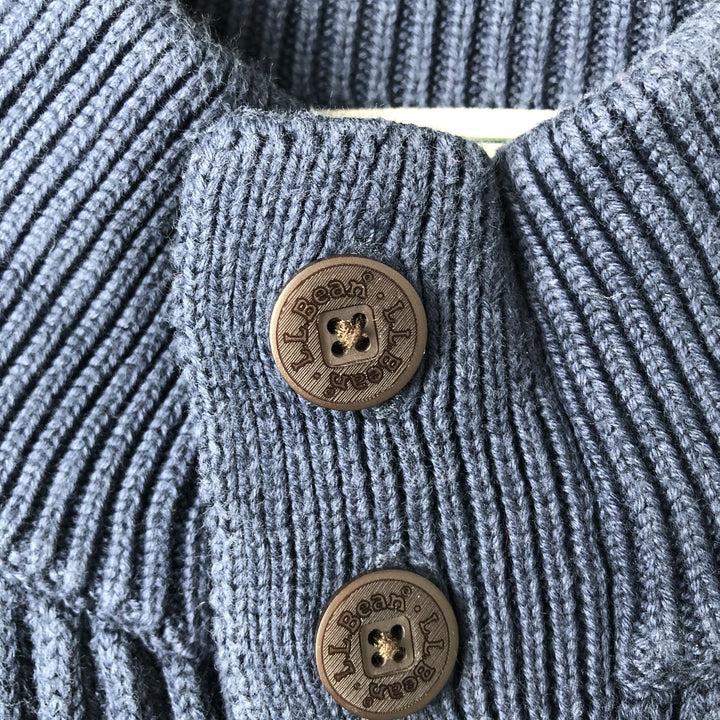 90s-00'S LLBean Ribbed Cotton Knit Half-Button Sweater, Men's Size XL, Vintage cotton navy blue type Vintage Second Hand