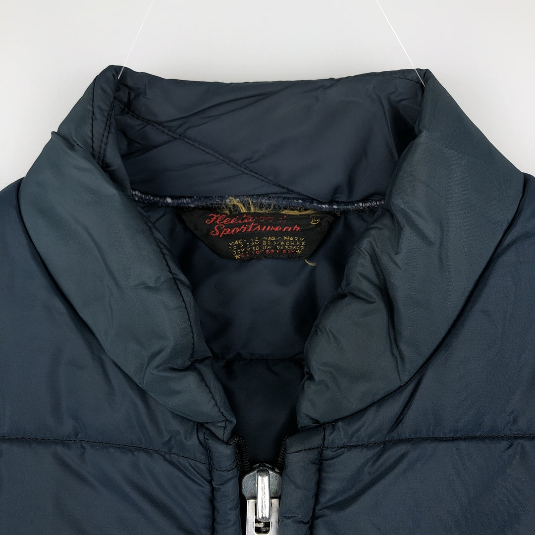 Vintage 70s-80'S Fleetwood Sportswear padded vest, men's size XL Nylon navy blue type Vintage Second Hand