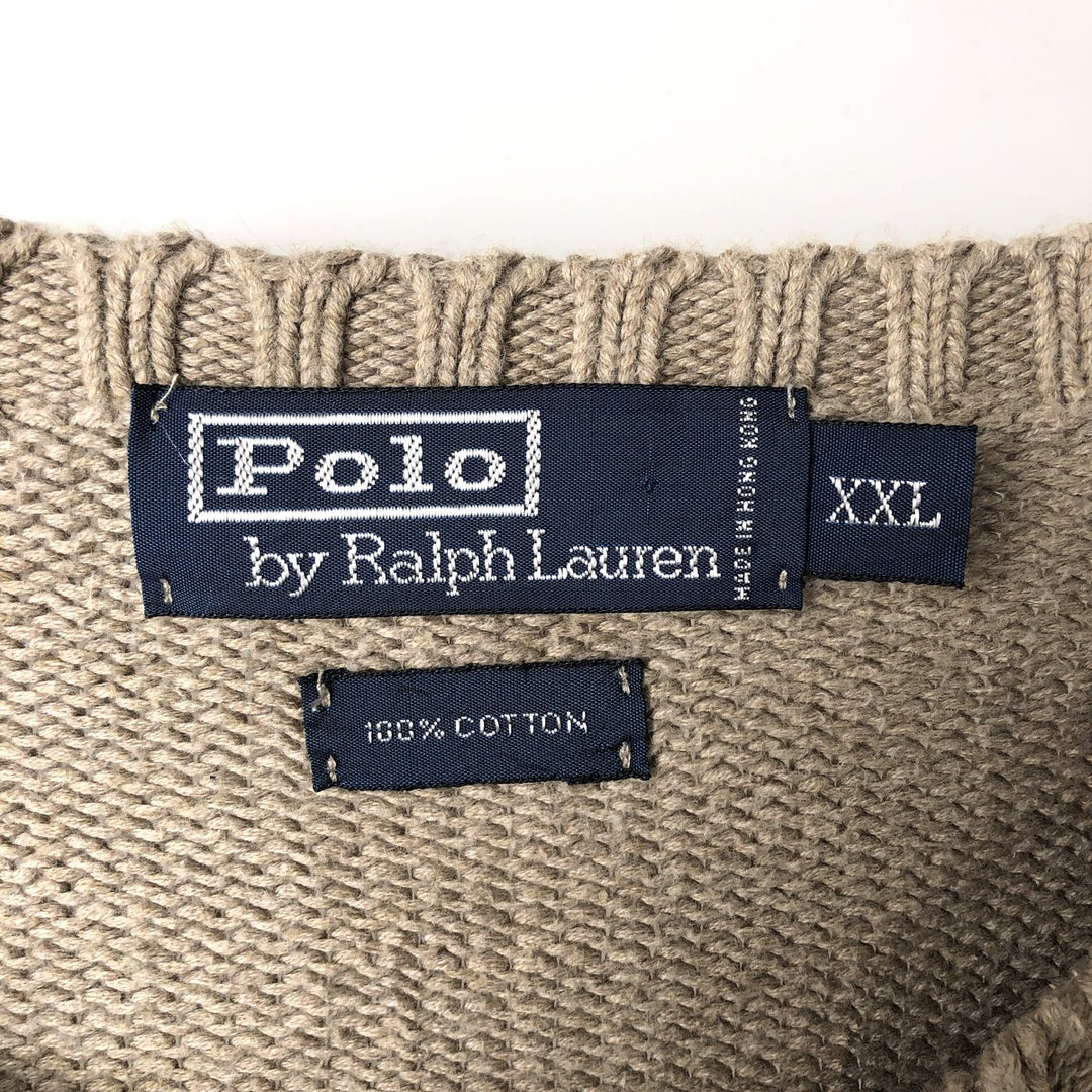 Ralph Lauren POLO by Ralph Lauren Cotton Knit Sweater Men's XXL cotton Beige type Vintage Second Hand
