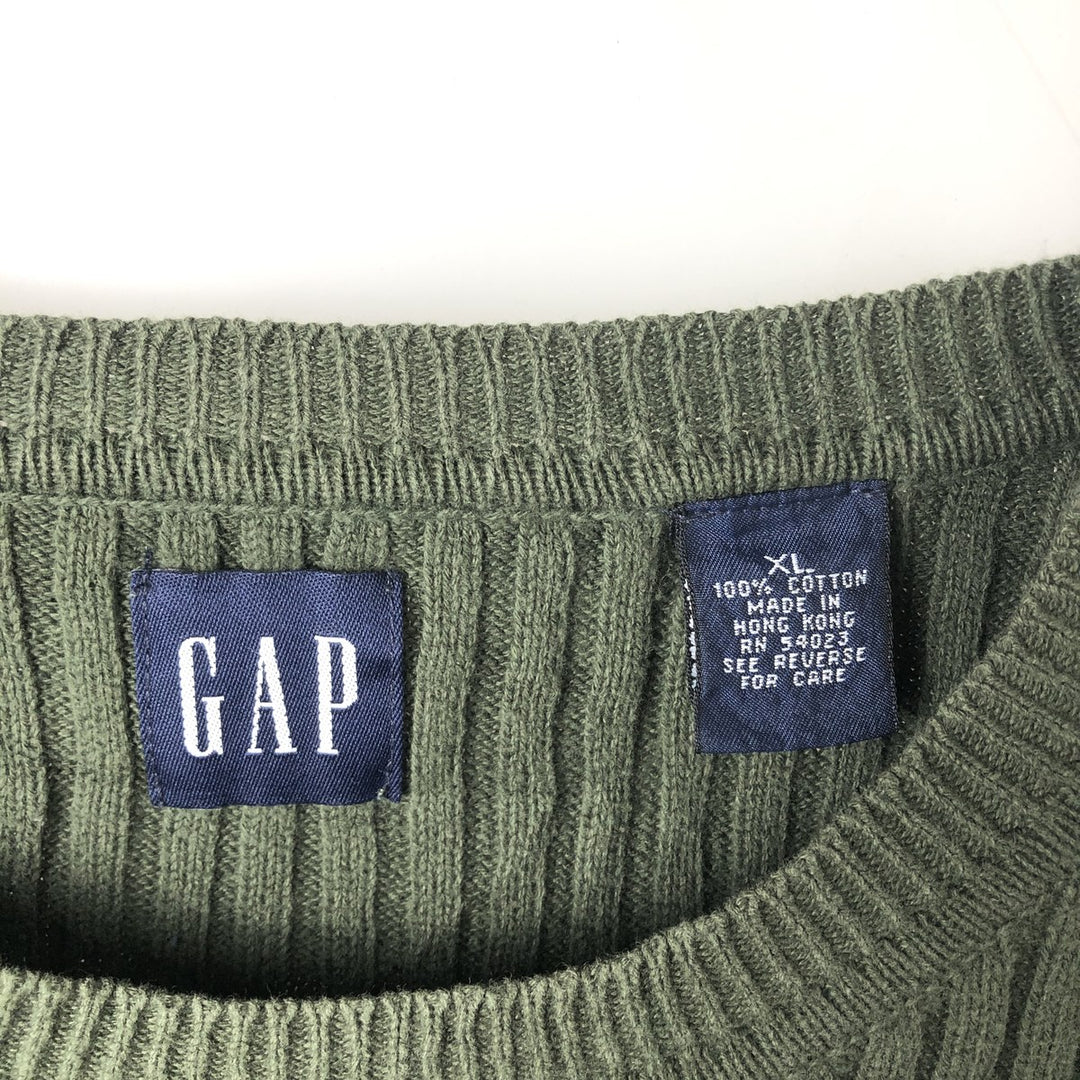 90'S GAP Vintage Ribbed Cotton Knit Sweater, Men's XL cotton Khaki type Vintage Second Hand