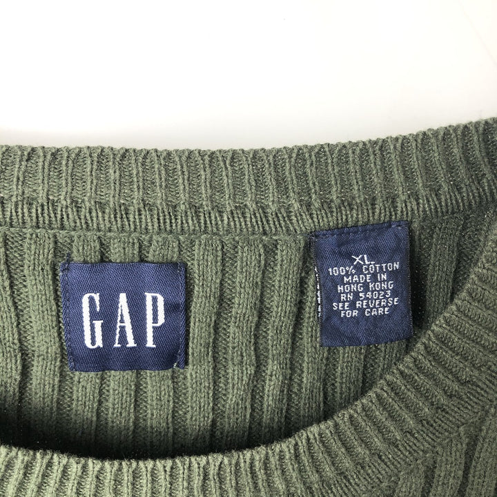 90'S GAP Vintage Ribbed Cotton Knit Sweater, Men's XL cotton Khaki type Vintage Second Hand