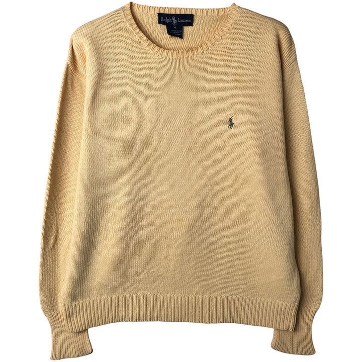 Ralph Lauren cotton knit sweater, size M, men's cotton yellow type Vintage Second Hand