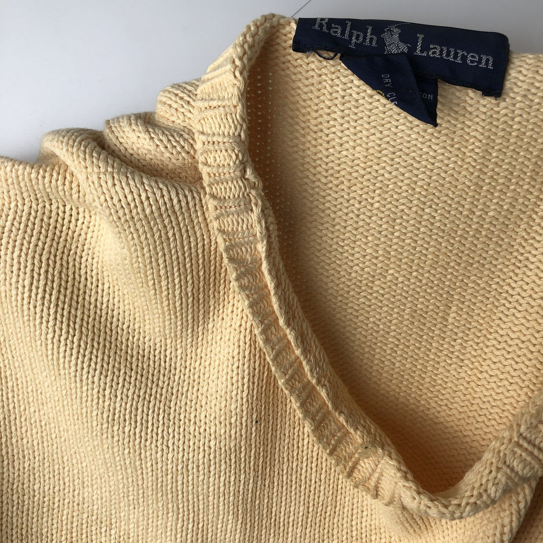 Ralph Lauren cotton knit sweater, size M, men's cotton yellow type Vintage Second Hand