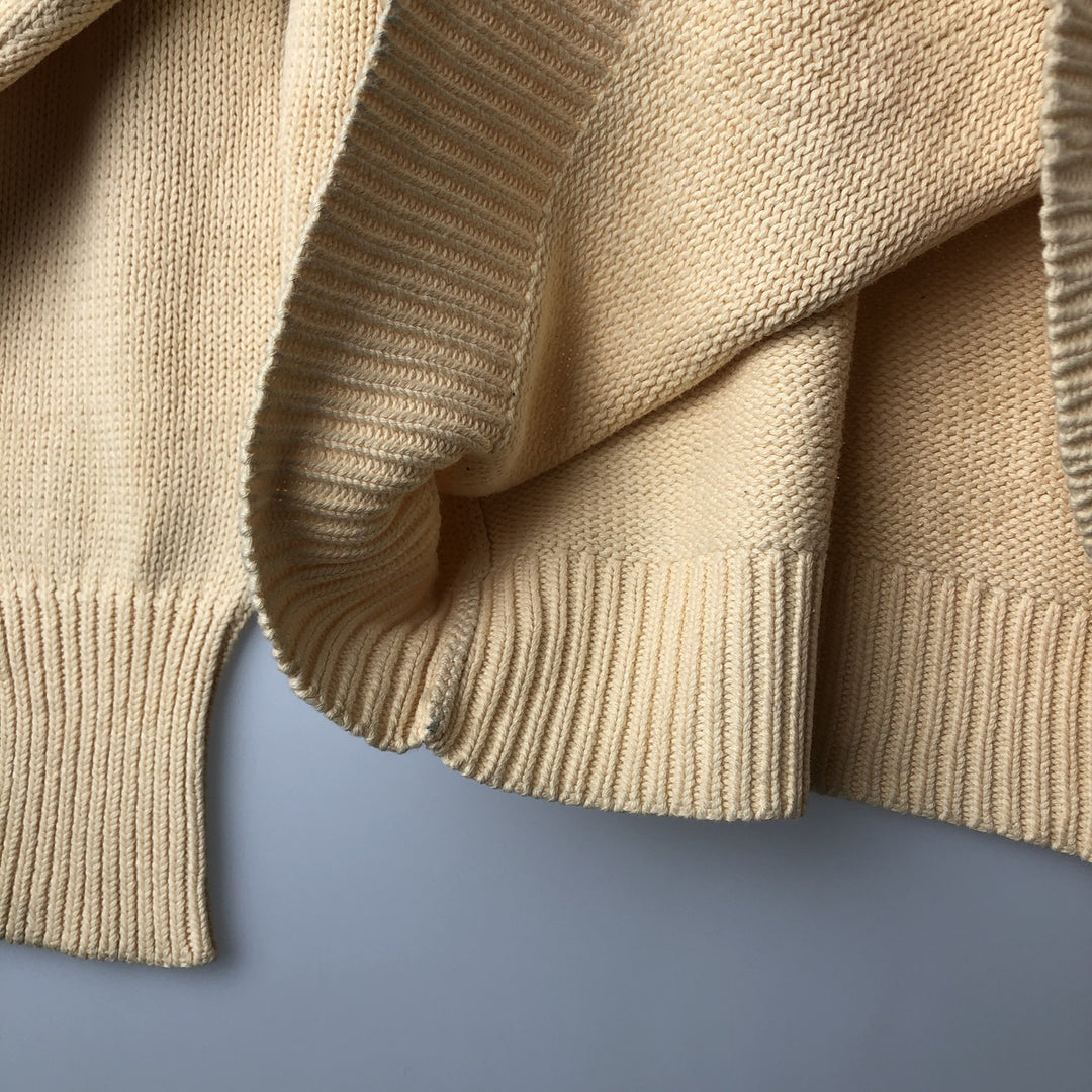 Ralph Lauren cotton knit sweater, size M, men's cotton yellow type Vintage Second Hand